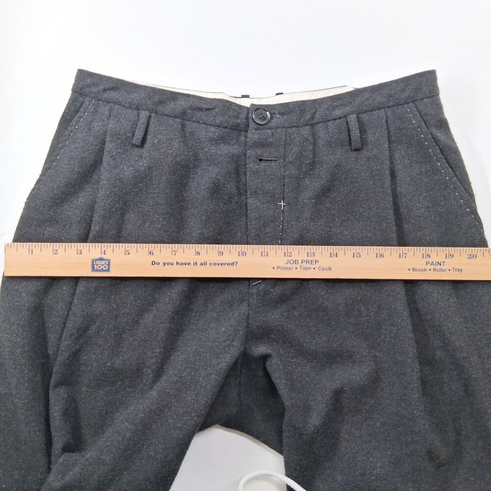 Umit Unal Pants Gray Wool Drop Crotch Trousers Slouchy Cropped Avant Garde Sz XL - Picture 13 of 16